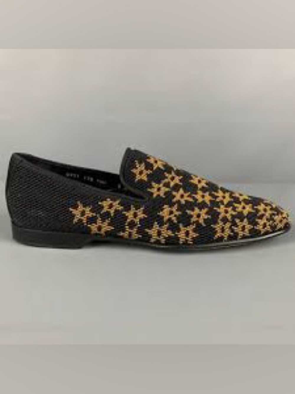 DONALD J PLINER Size 6 M Black Gold Stars Beaded Leather Slip On Loafers